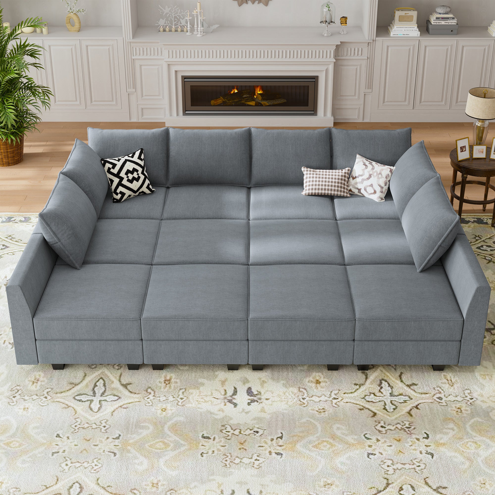 HONBAY 12-Piece Polyester Modular Sectional Sofa With Storage Seat