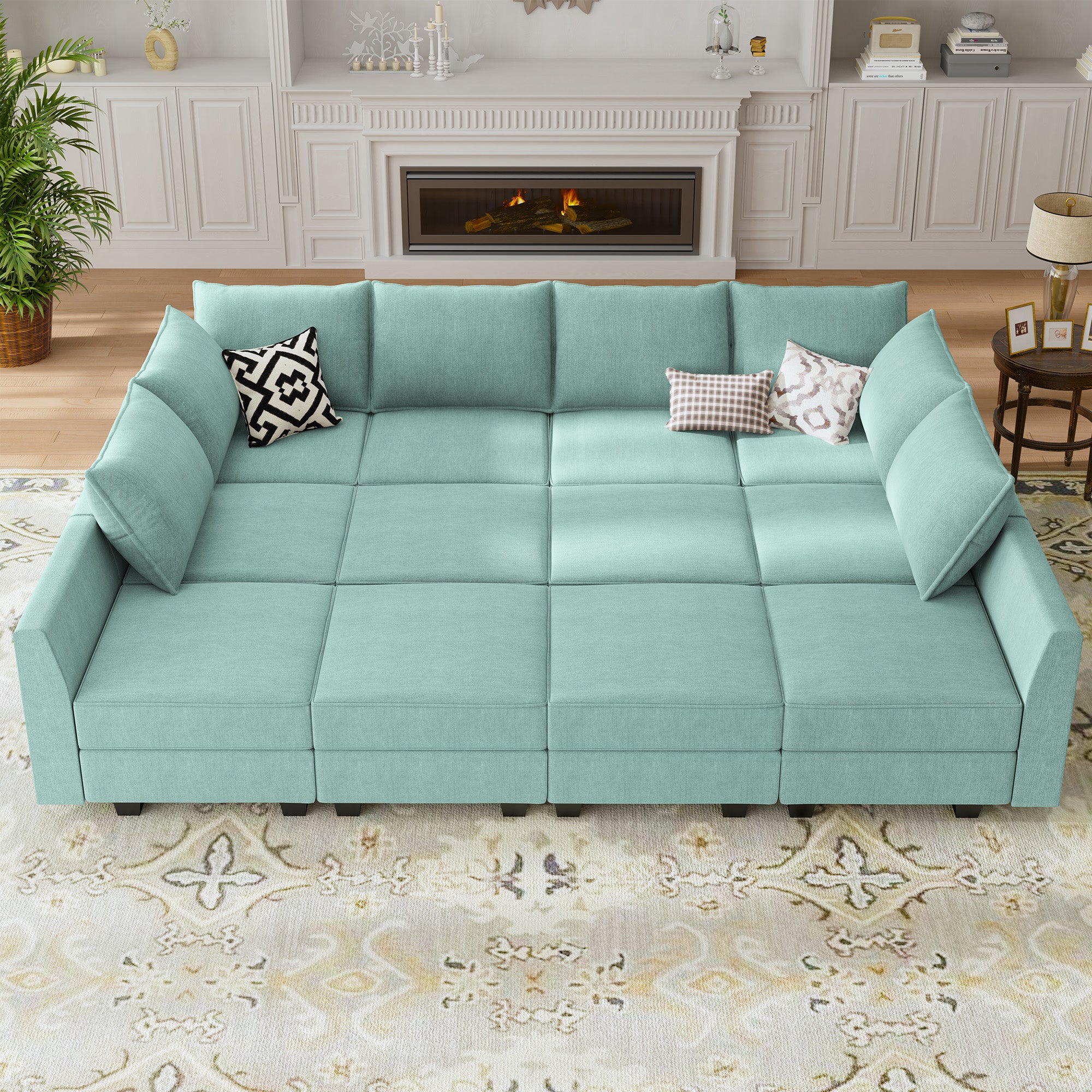 HONBAY 12-Piece Polyester Modular Sectional Sofa With Storage Seat