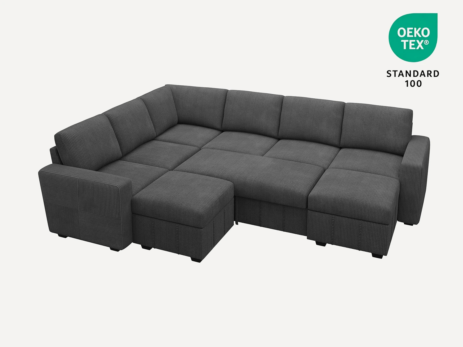 8-Piece Corduroy U-Shaped  Sleeper Sectional 
#Color_Corduroy Grey