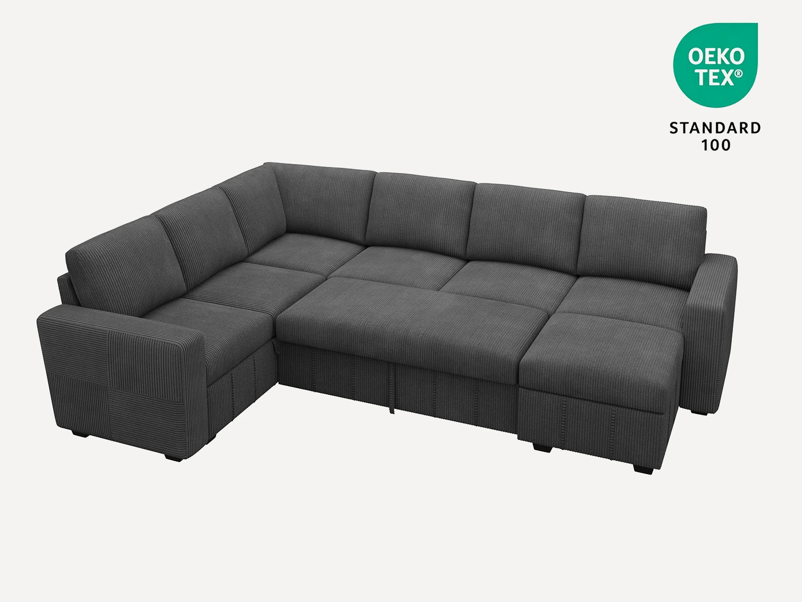 7-Piece Corduroy U-Shaped  Sleeper Sectional 
#Color_Corduroy Grey