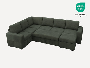 7-Piece Corduroy U-Shaped  Sleeper Sectional 
#Color_Corduroy Green