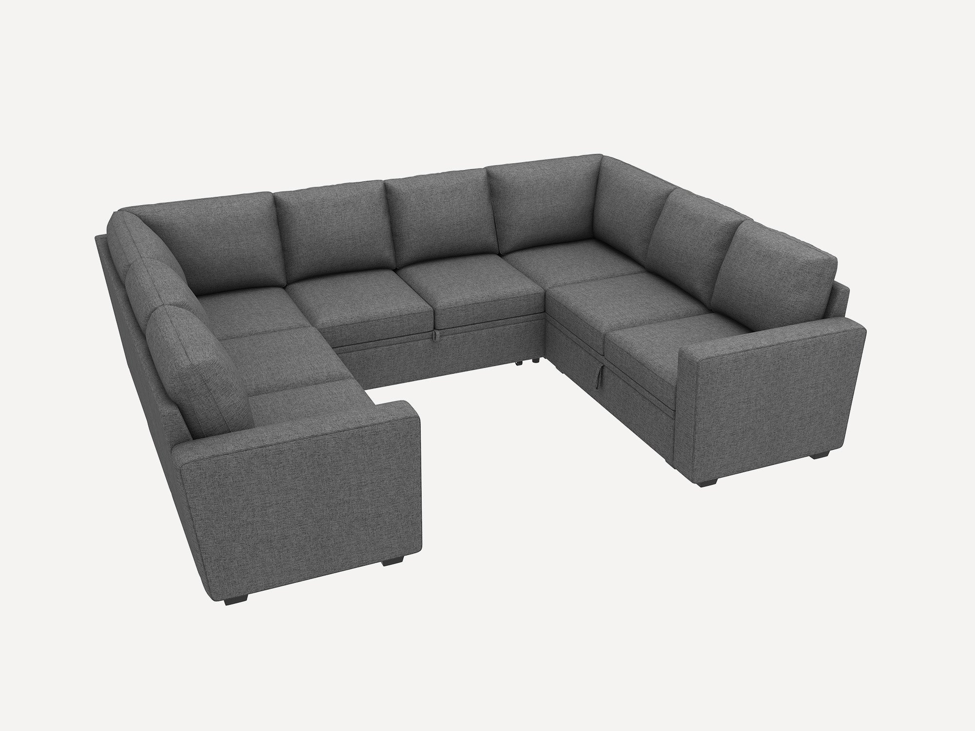 HONBAY 8-Piece Modular Sleeper Sectional With Storage Space #Color_Dark Grey