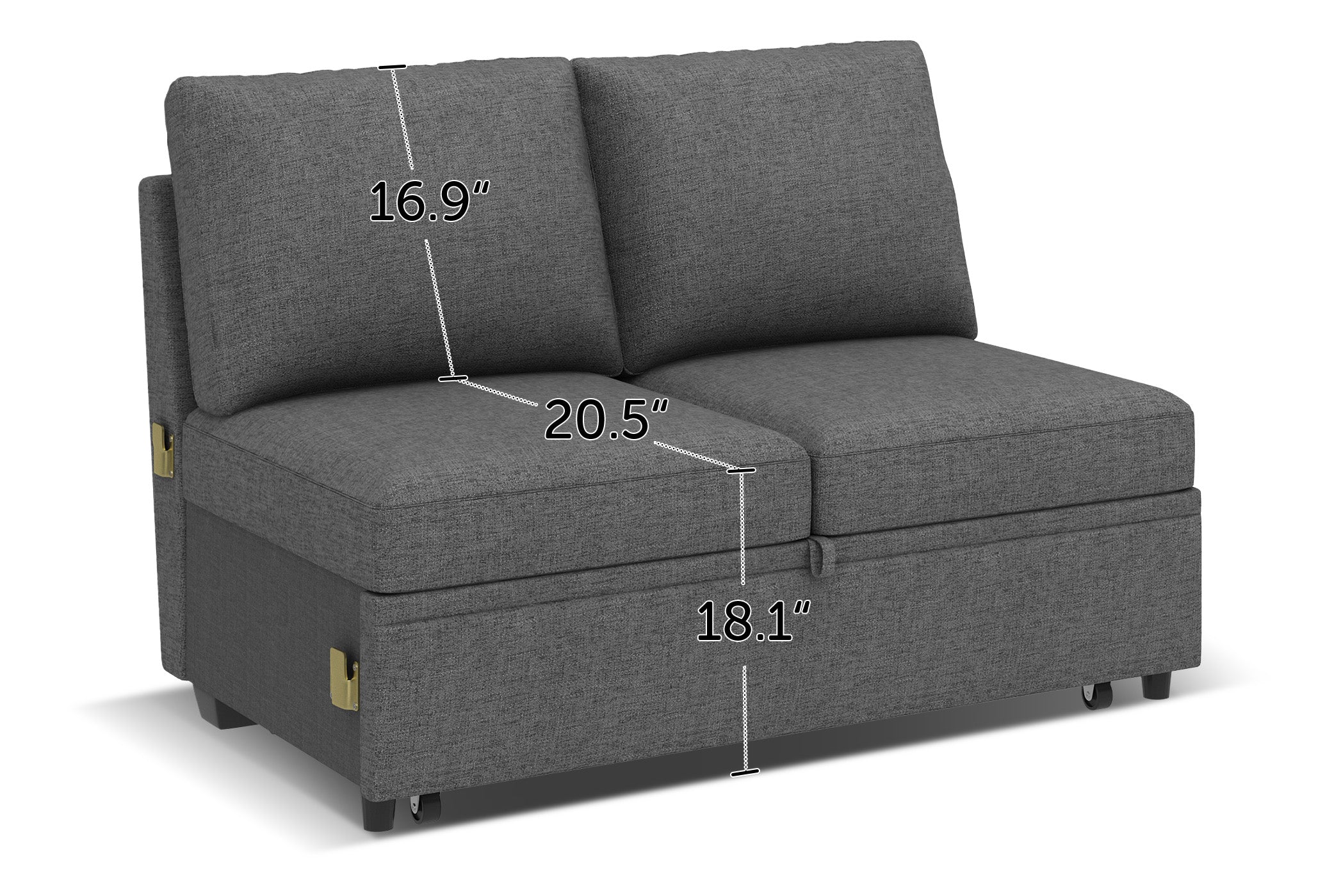 HONBAY 1 Piece Modular Sectional Pull Out Bed #Color_Dark Grey