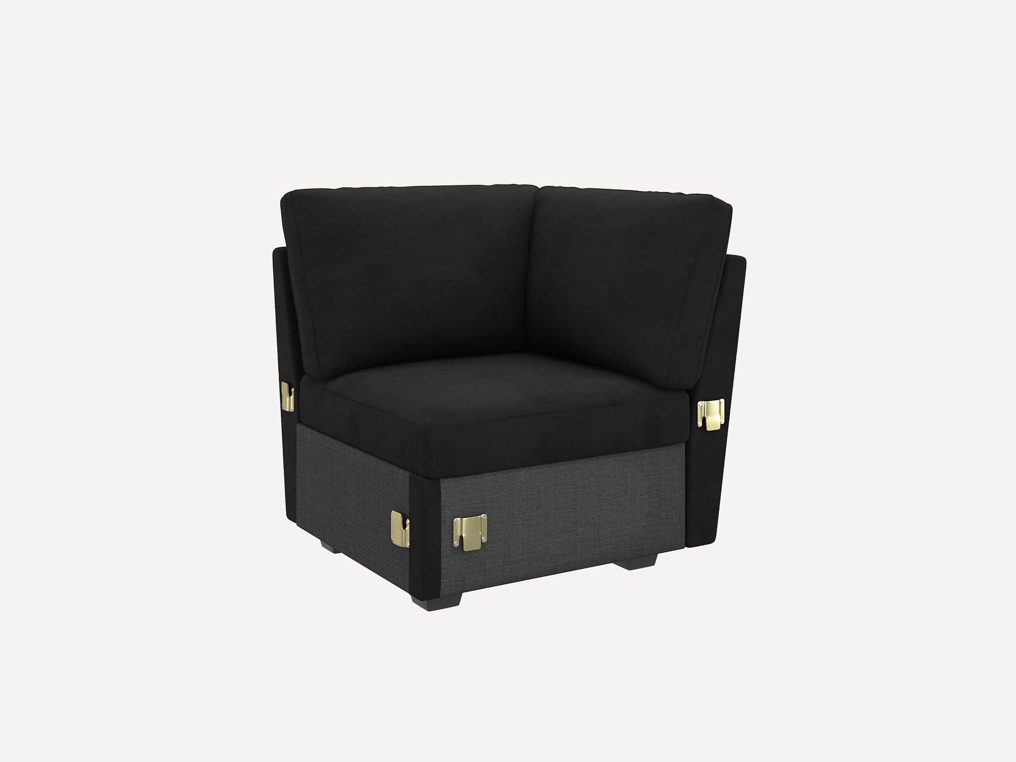 HONBAY 1 Piece Modular Sectional Corner Seat #Color_Velvet Black