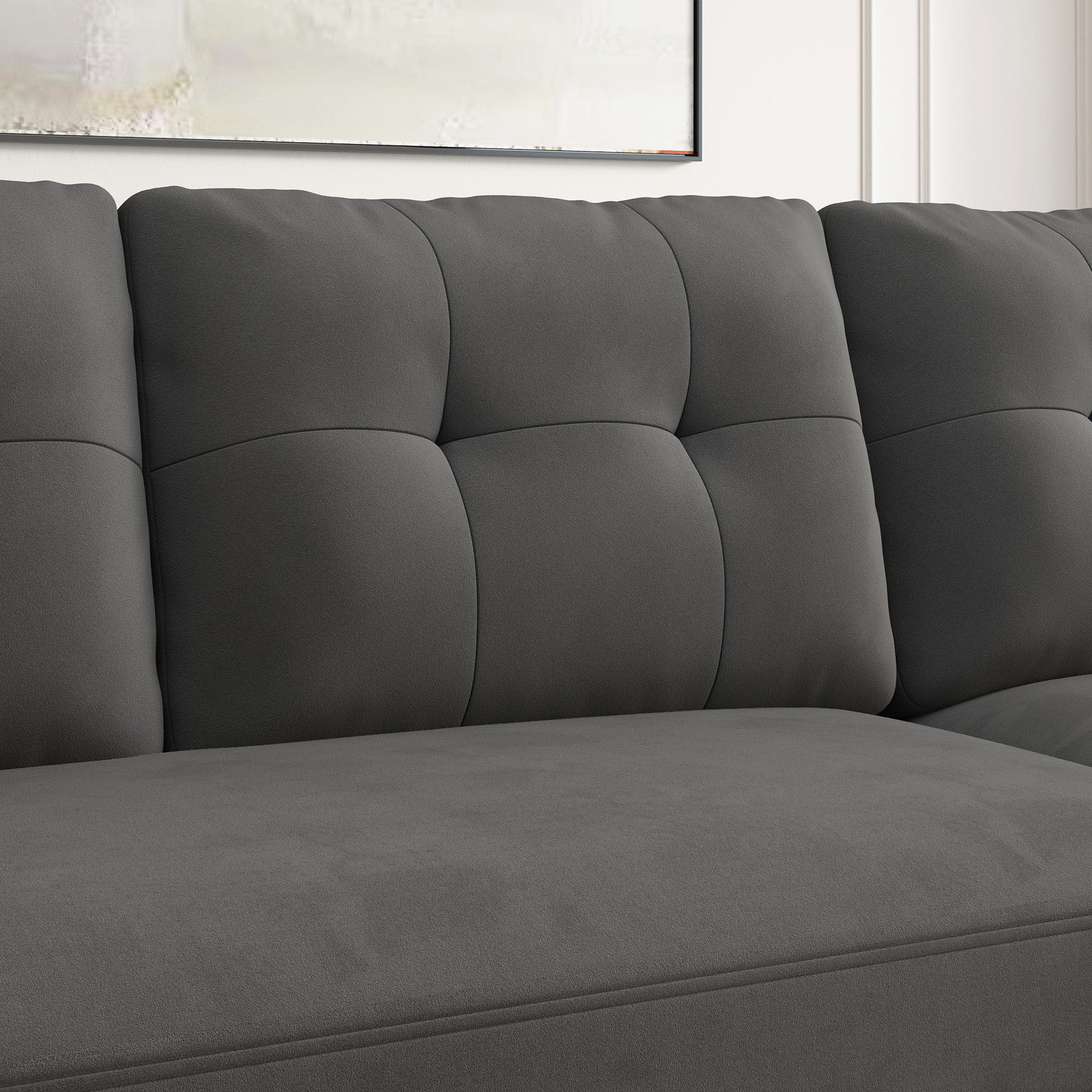 HONBAY Velvet 4-Seat Sectional Sofa Sleeper with Storage