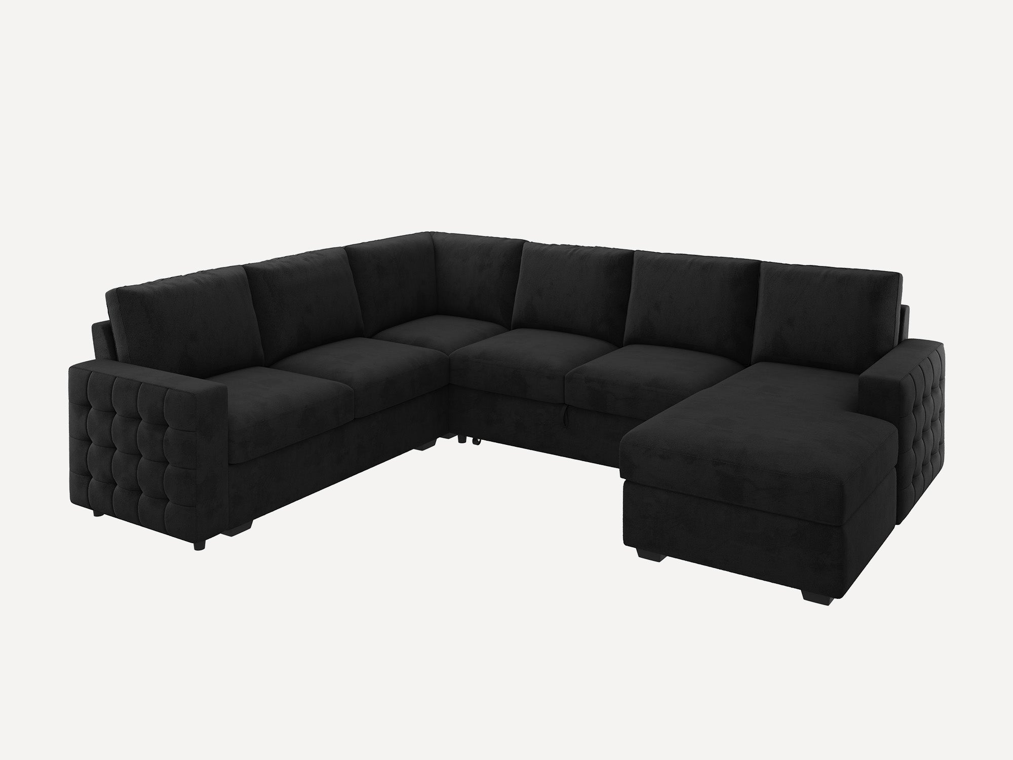 HONBAY 6-Piece Velvet Sleeper Sectional Sofa With Storage Space