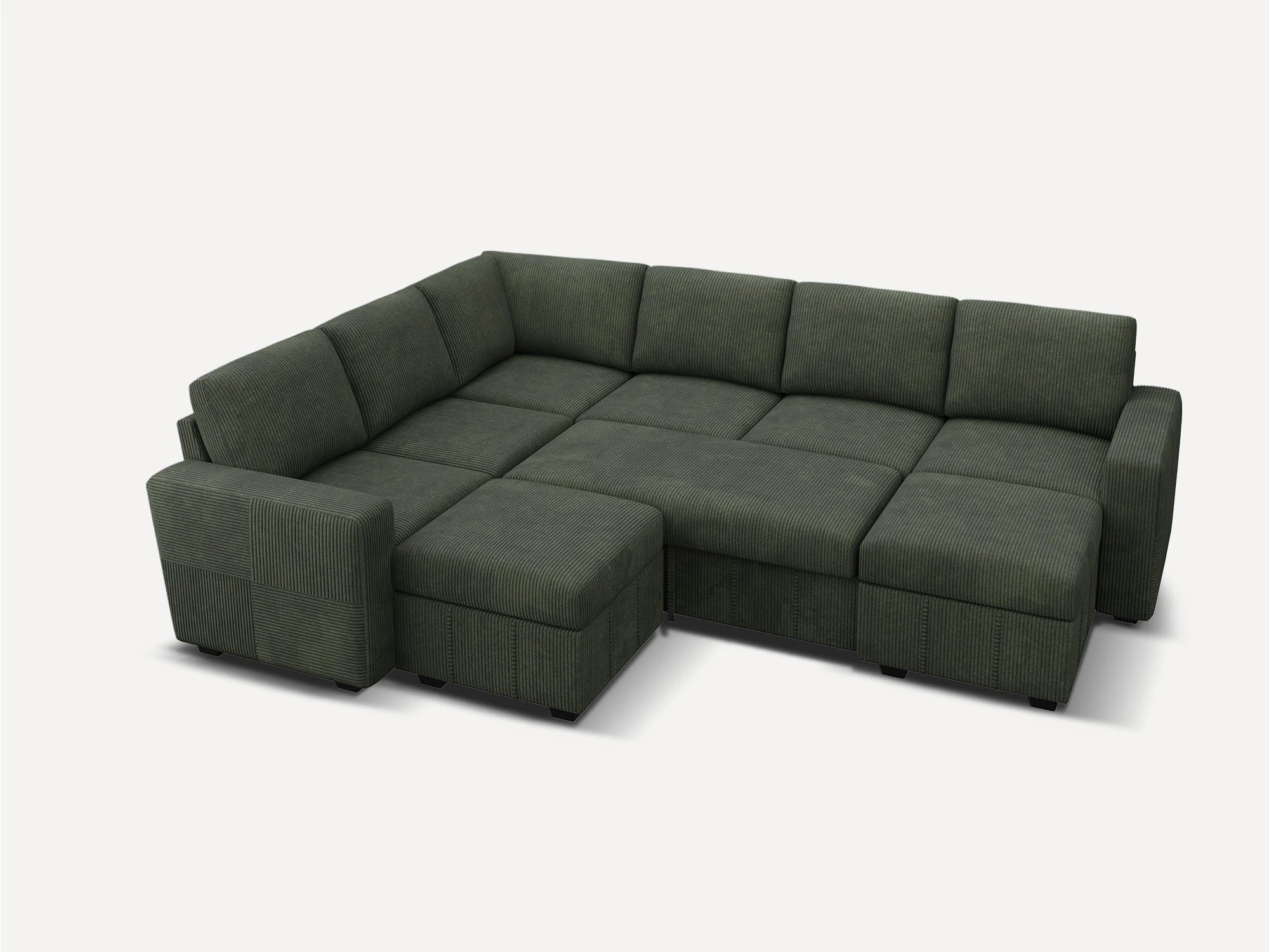8-Piece Corduroy U-Shaped  Sleeper Sectional 
#Color_Corduroy Green