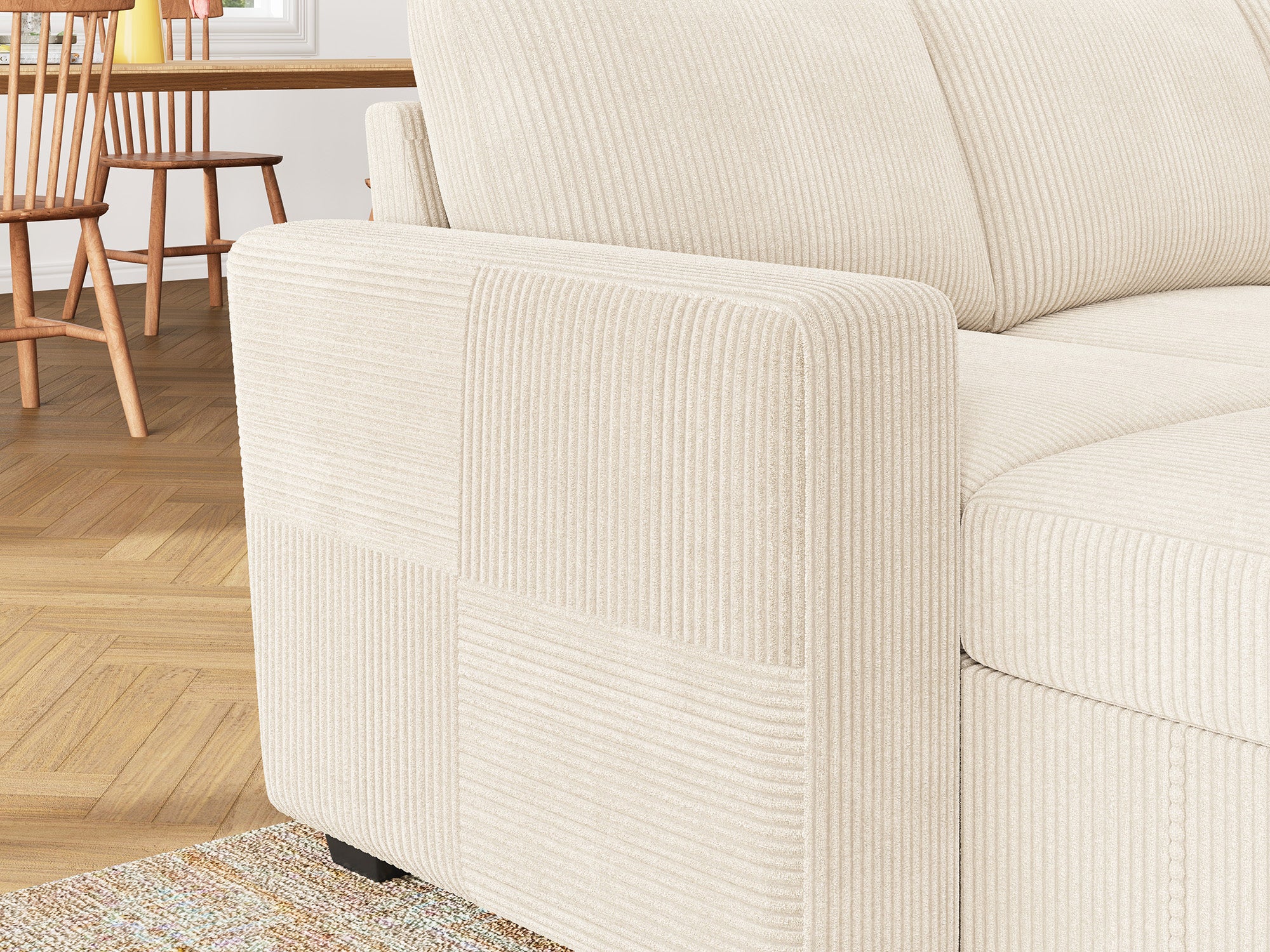 7-Piece Corduroy U-Shaped  Sleeper Sectional 
#Color_Corduroy Beige