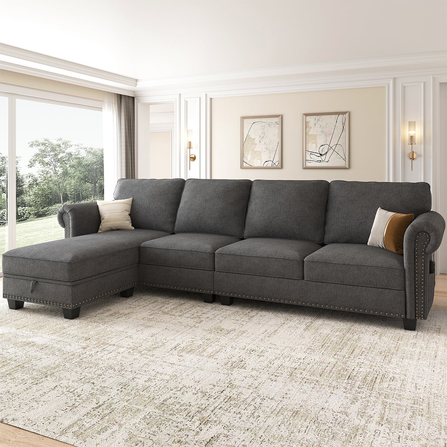 NOLANY 4-Piece Polyester Convertible Sectional
