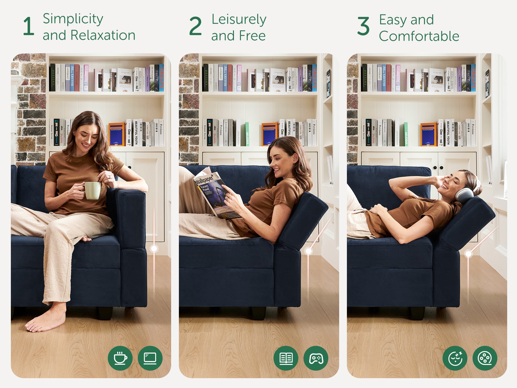 HONBAY 9-Piece Velvet Modular Sleeper Sectional Adjustable Sofa With Storage Seat