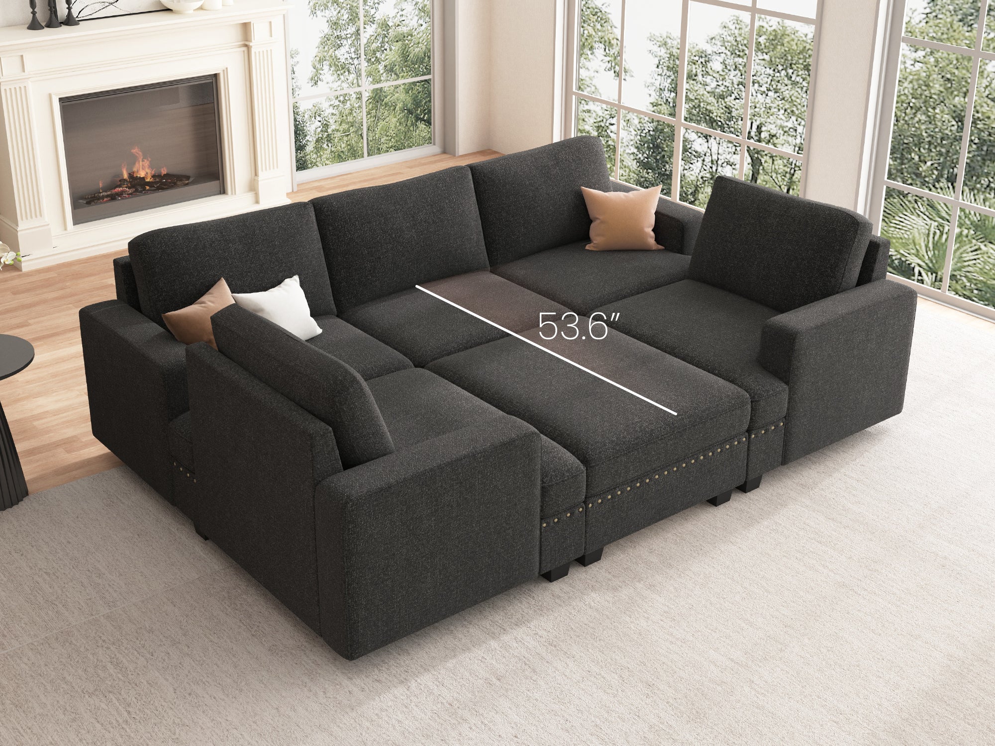 NOLANY 6-Piece Polyester Modular Sleeper Sectional With Storage Space
