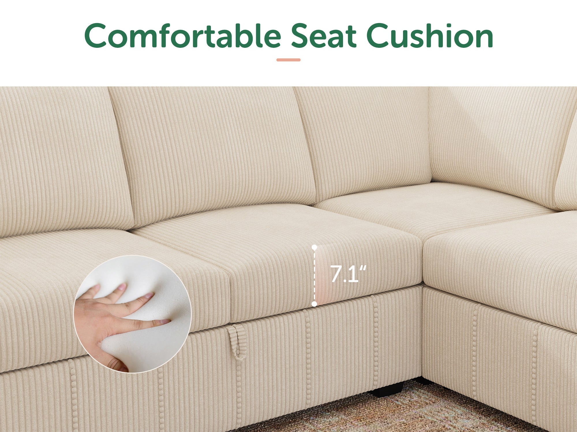 8-Piece Corduroy U-Shaped  Sleeper Sectional 
#Color_Corduroy Beige