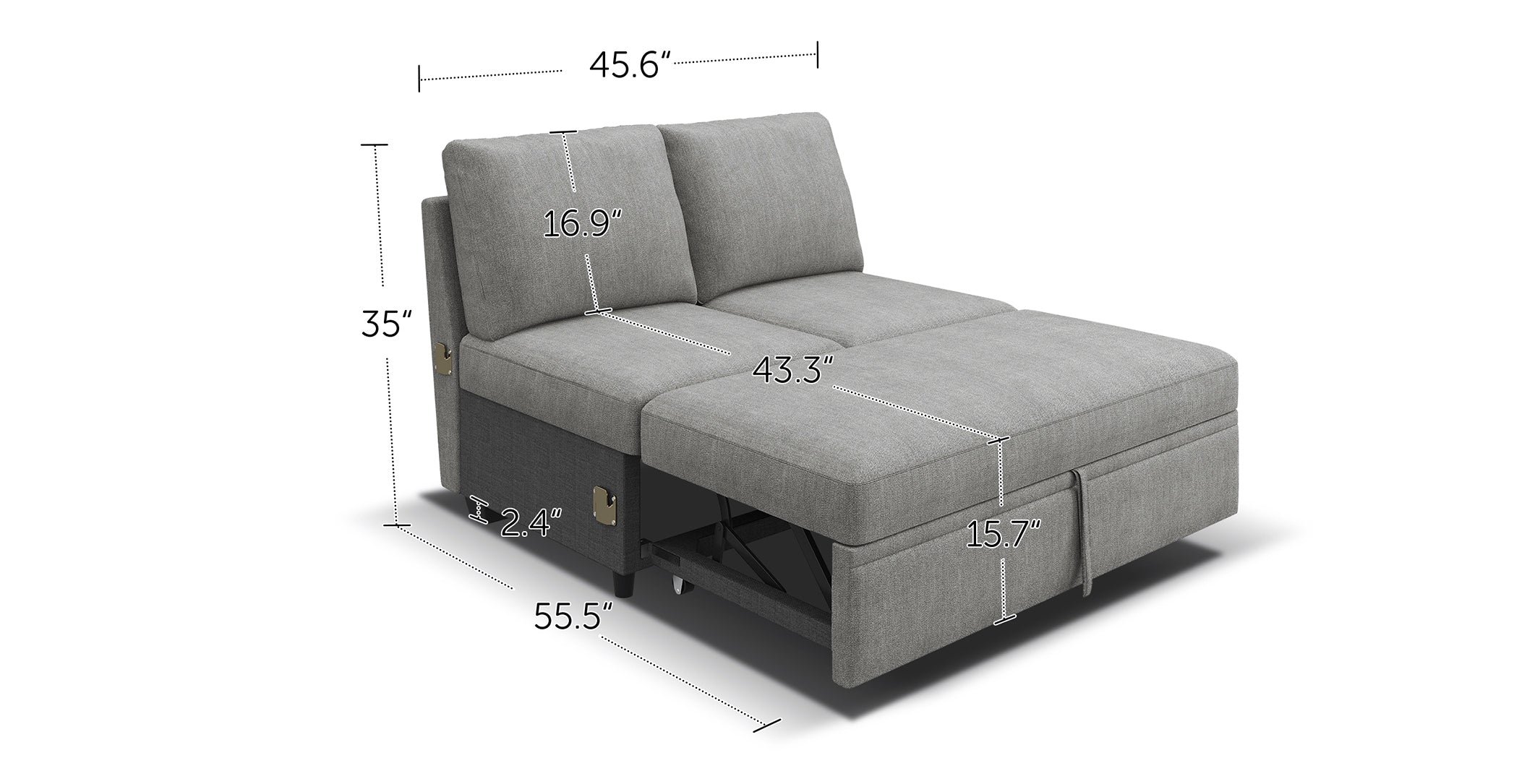 HONBAY 1 Piece Modular Sectional Sofa Pull Out Bed