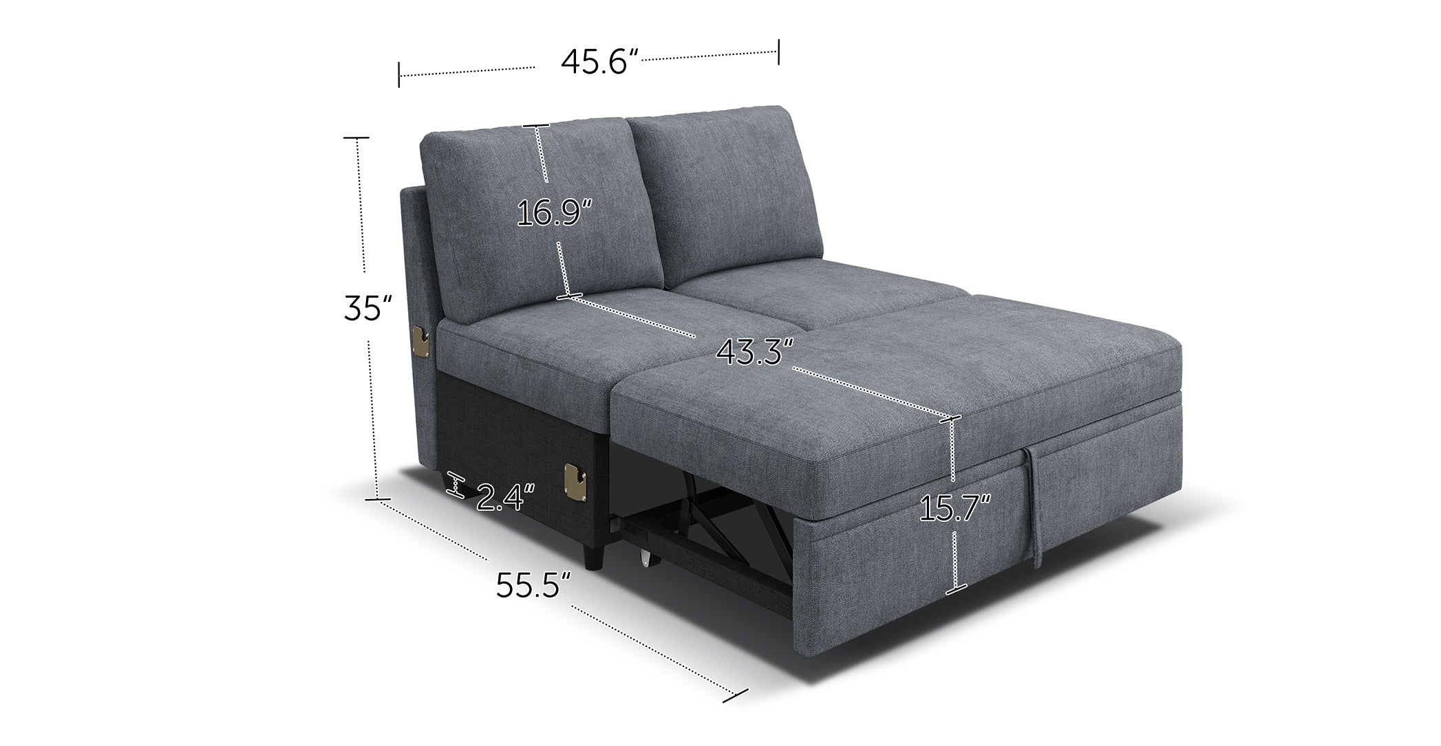 HONBAY 1 Piece Modular Sectional Sofa Pull Out Bed