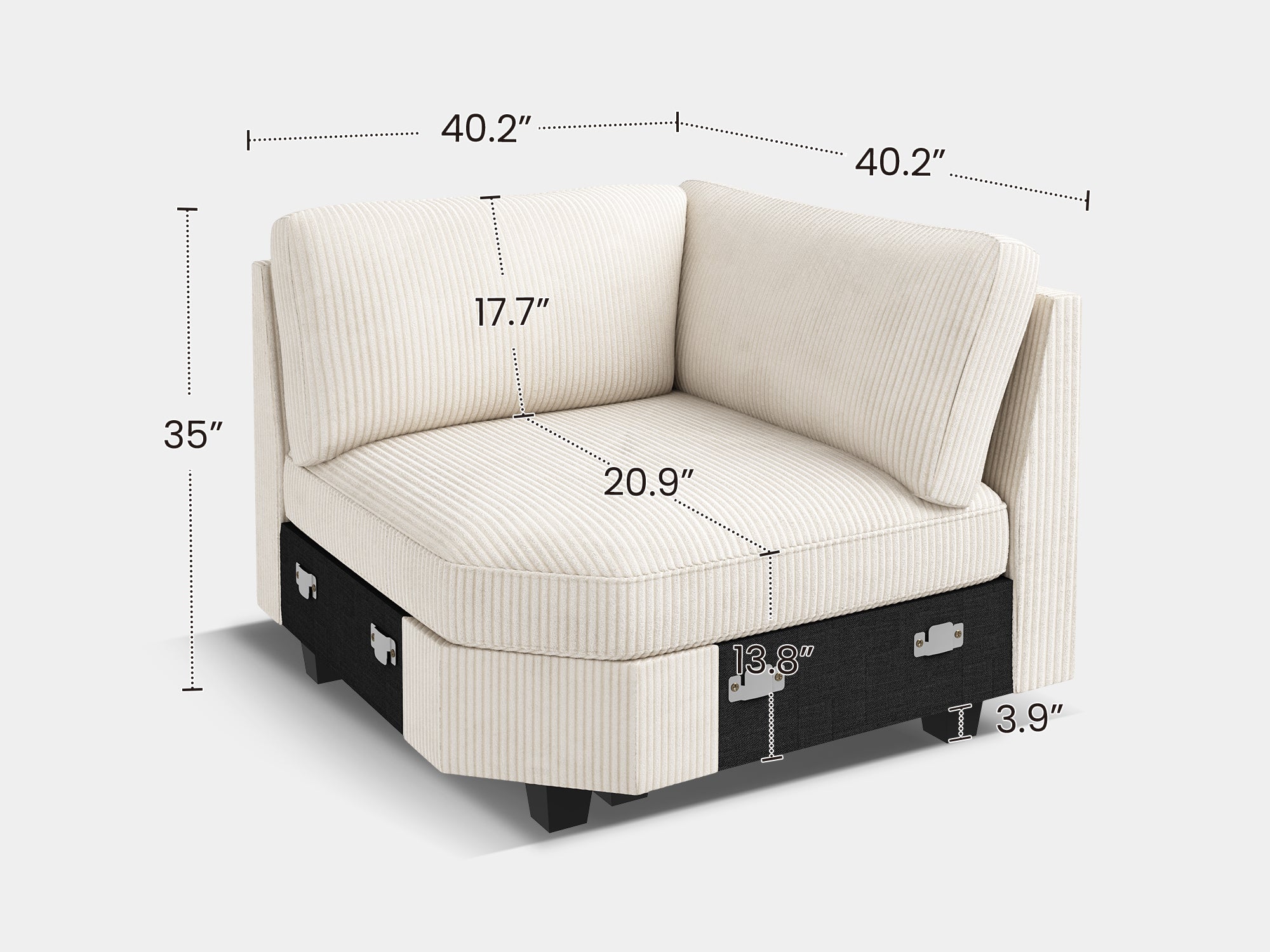 NOLANY 1 Piece Corduroy Modular Sectional Corner Seat