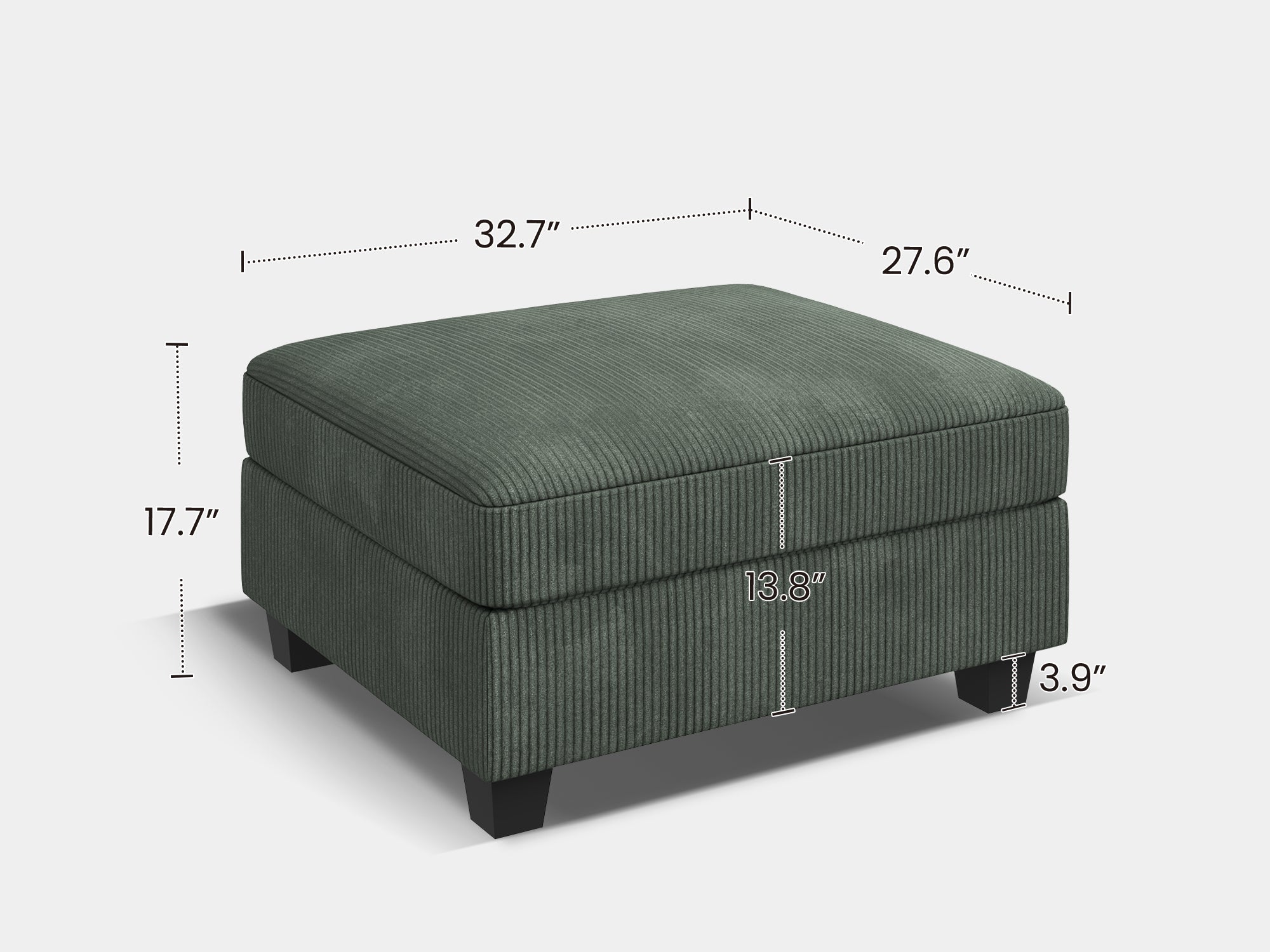 NOLANY 1 Piece Corduroy Modular Sectional Storage Ottoman