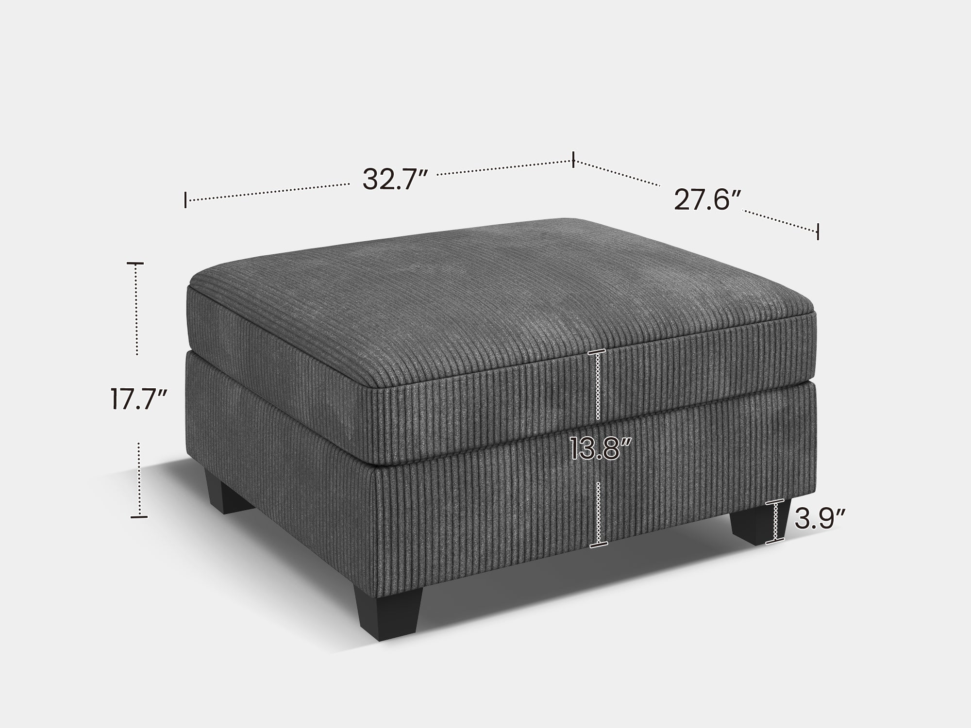 NOLANY 1 Piece Corduroy Modular Sectional Storage Ottoman