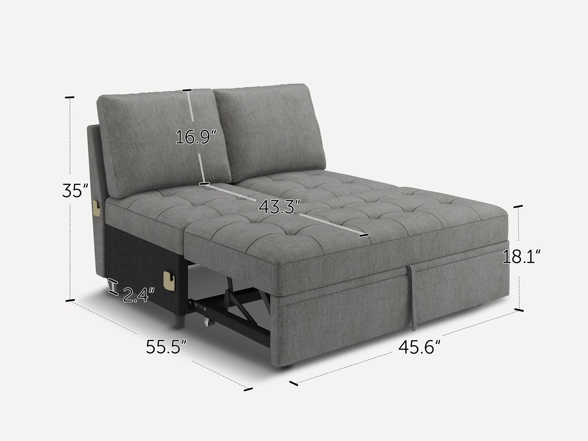 HONBAY 1 Piece Modular Sectional Sofa Pull Out Bed