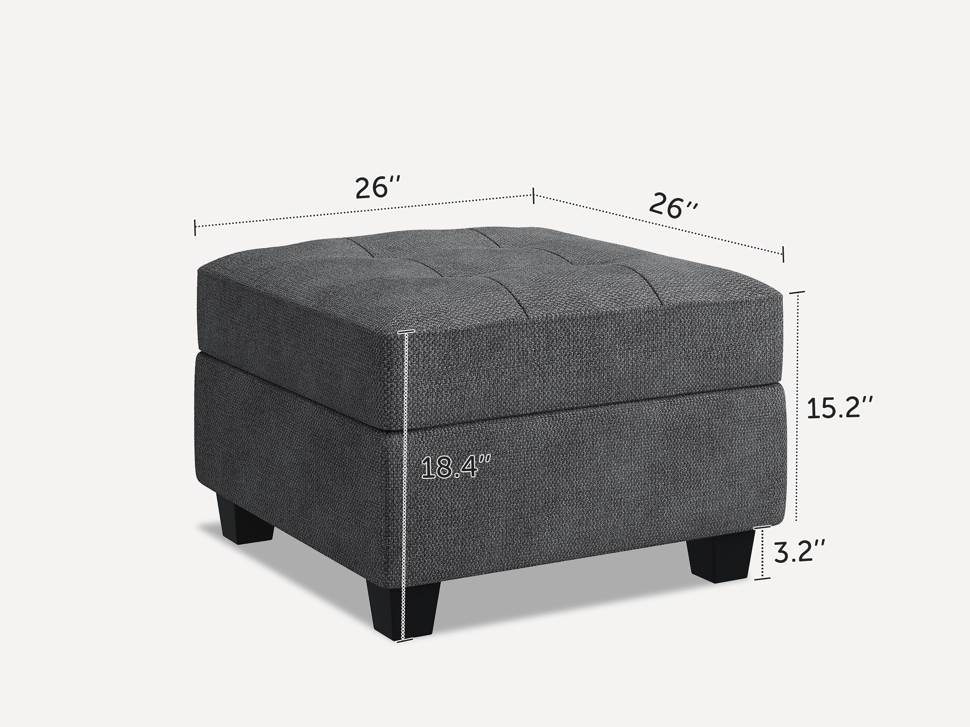 HONBAY 1 Piece Polyester Modular Sectional Sofa Adjustable Sofa -Storage Ottoman