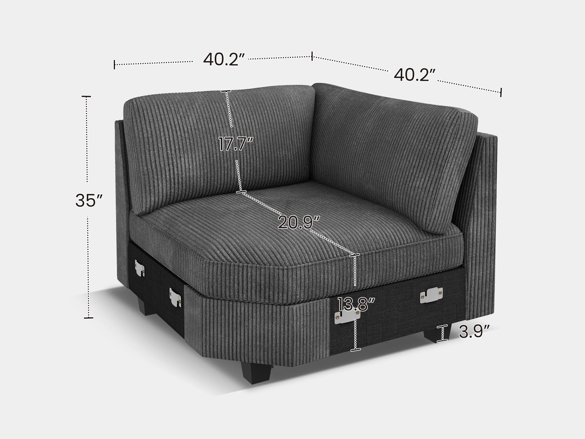 NOLANY 1 Piece Corduroy Modular Sectional Corner Seat