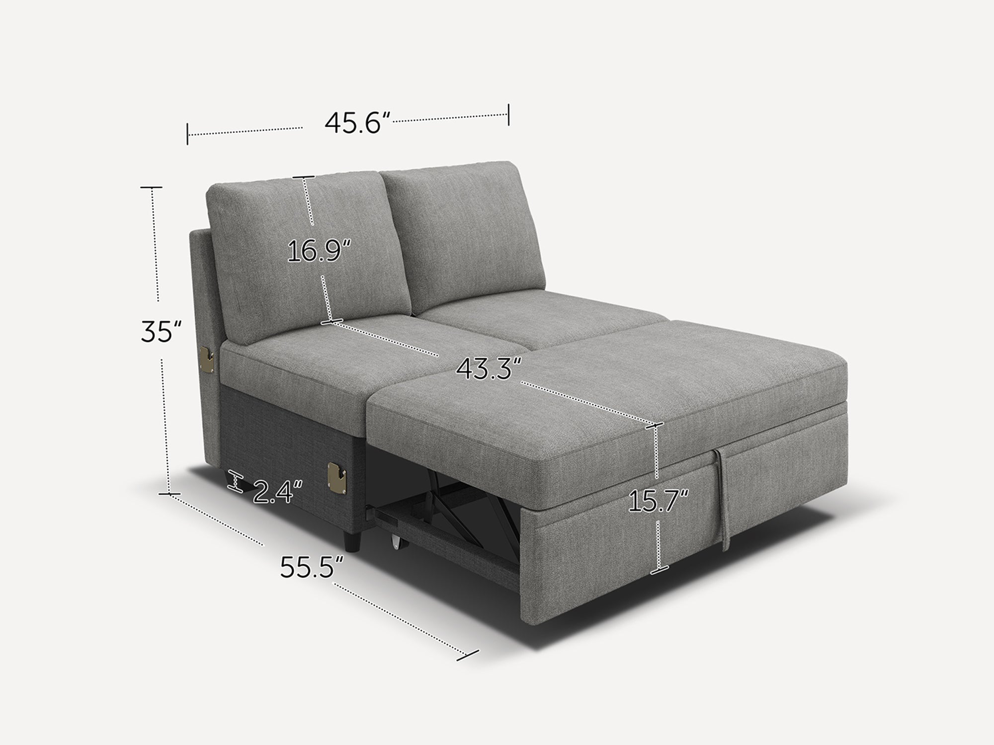 HONBAY 1 Piece Modular Sectional Sofa Pull Out Bed