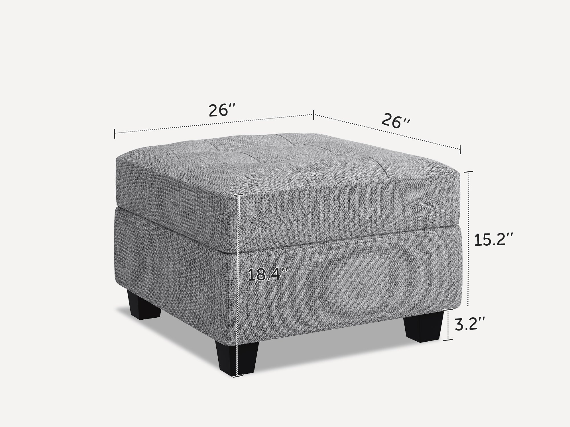 HONBAY 1 Piece Polyester Modular Sectional Sofa Adjustable Sofa -Storage Ottoman