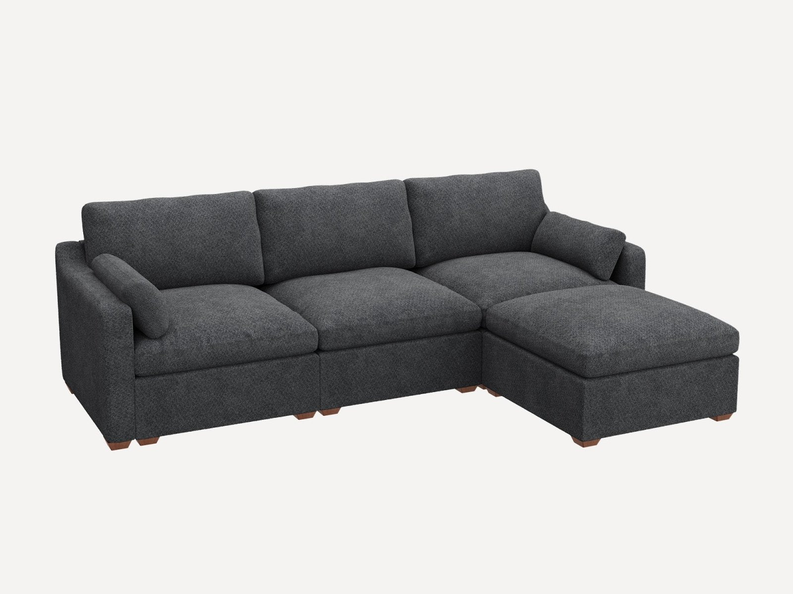HONBAY 4-Piece Oversized Cloud Down-Filled Chenille Modular  L-Shaped Sectional Sofa
#Color_Dark Grey