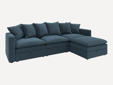 HONBAY 4-Piece Plush double-layer Cushion Corduroy Modular L-Shaped Sectional Cloud Sofa
#Color_Corduroy Blue