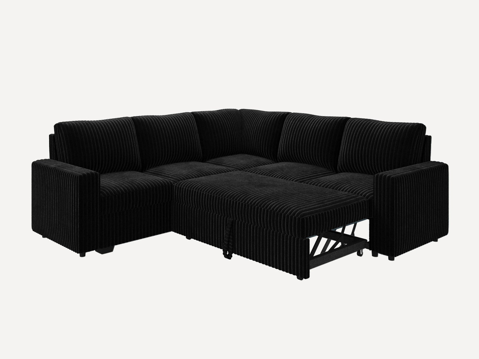5-Piece Corduroy U-Shaped  Sleeper Sectional 
#Color_Wide Corduroy Black