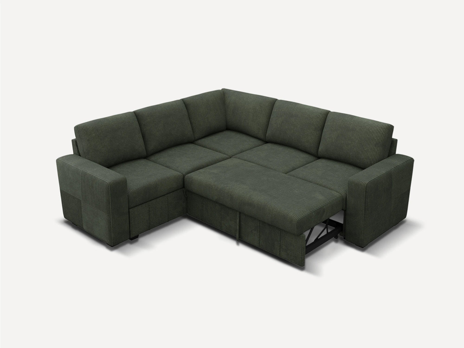 5-Piece Corduroy U-Shaped  Sleeper Sectional 
#Color_Corduroy Green