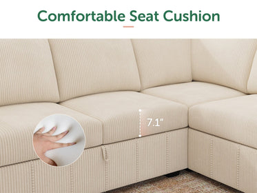 8-Piece Corduroy U-Shaped  Sleeper Sectional 
#Color_Corduroy Beige