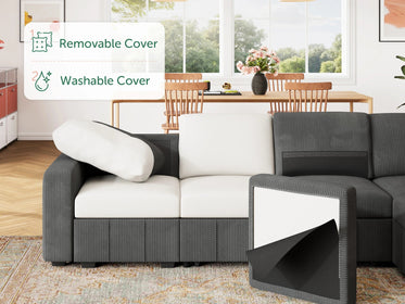 8-Piece Corduroy U-Shaped  Sleeper Sectional 
#Color_Corduroy Grey