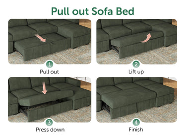 8-Piece Corduroy U-Shaped  Sleeper Sectional 
#Color_Corduroy Green
