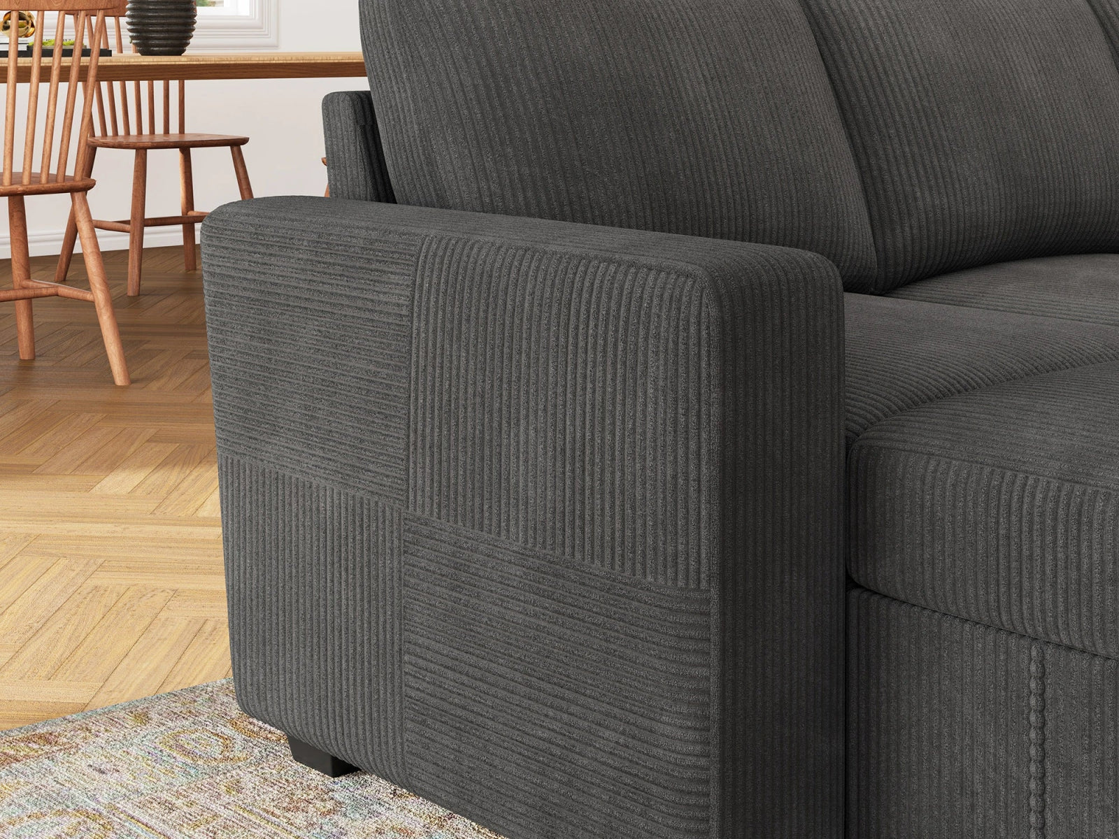 8-Piece Corduroy U-Shaped  Sleeper Sectional 
#Color_Corduroy Grey