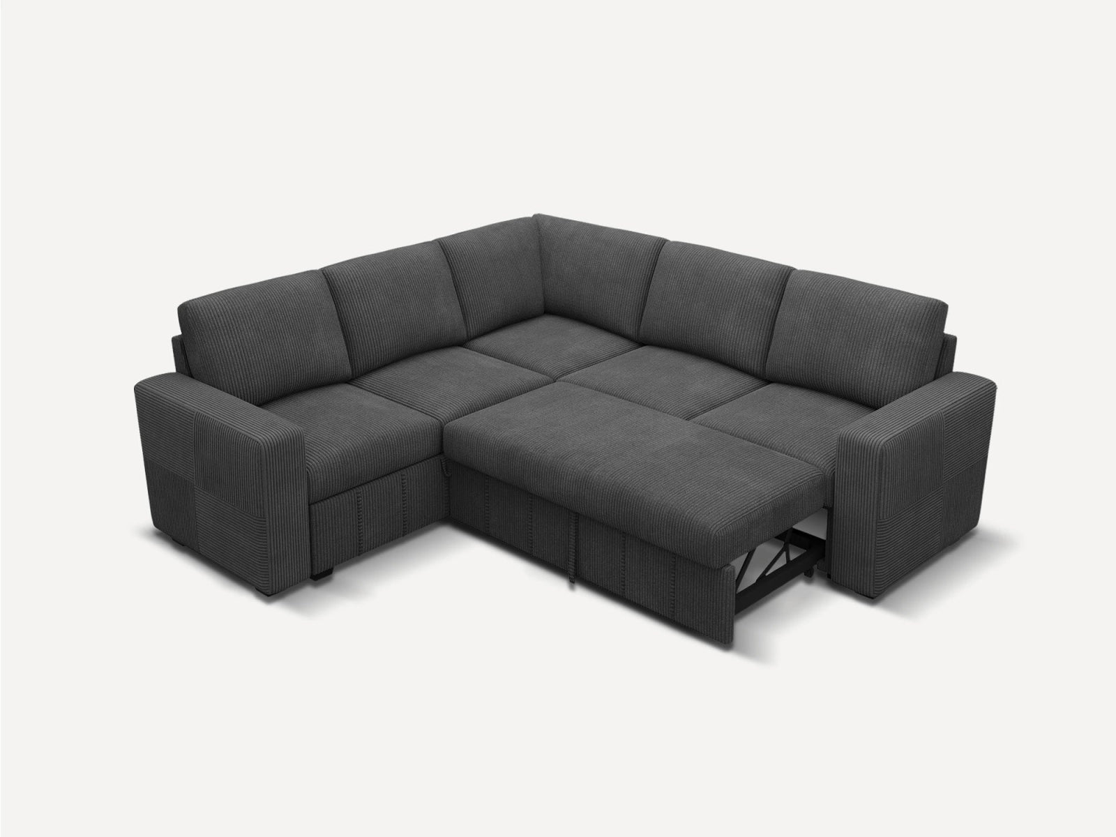 HONBAY 5-Piece Oversized Corduroy Pull-Out Sleeper Sectional Sofa with Storage & Block Arm