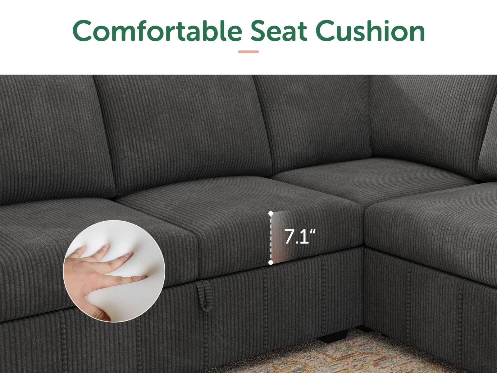 8-Piece Corduroy U-Shaped  Sleeper Sectional 
#Color_Corduroy Grey