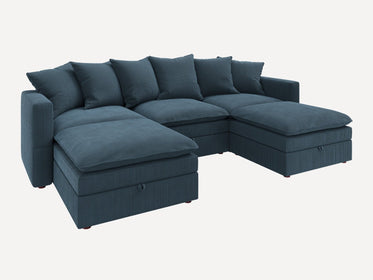 HONBAY 5-Piece Plush double-layer Cushion Corduroy Modular U-Shaped Sectional Cloud Sofa
#Color_Corduroy Blue