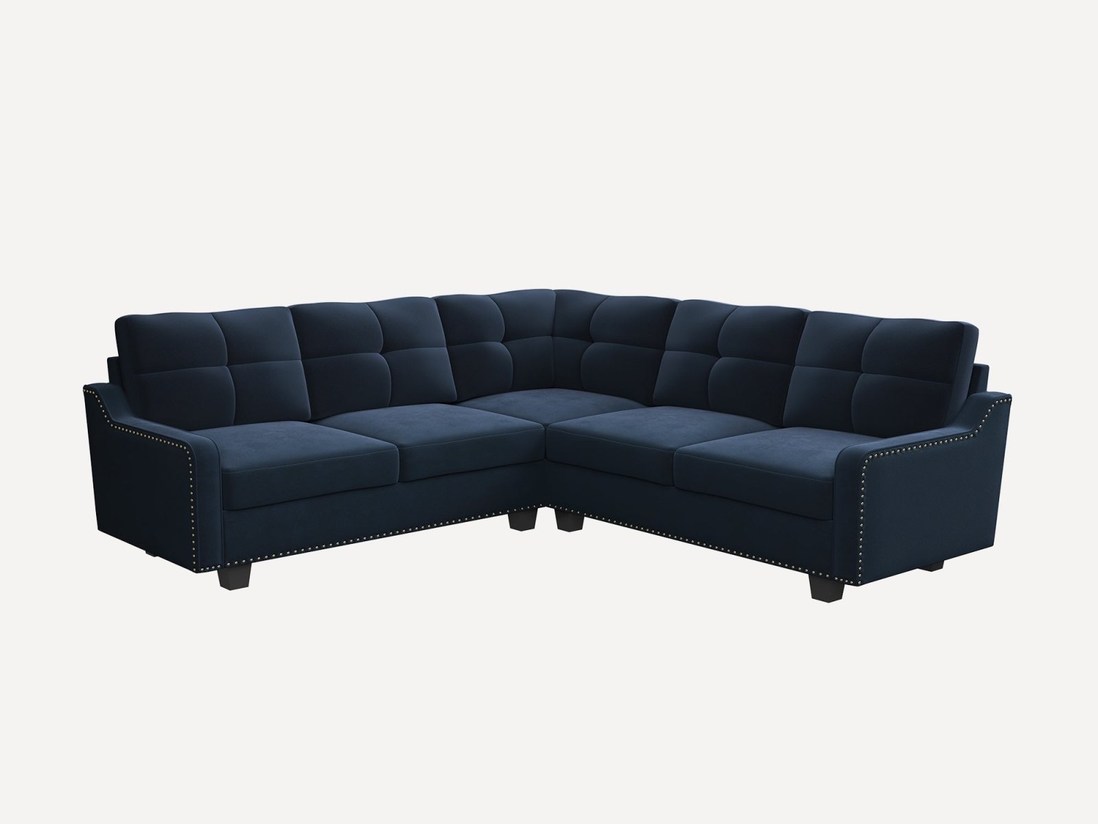HONBAY 5 Piece Velvet Convertible Sectional