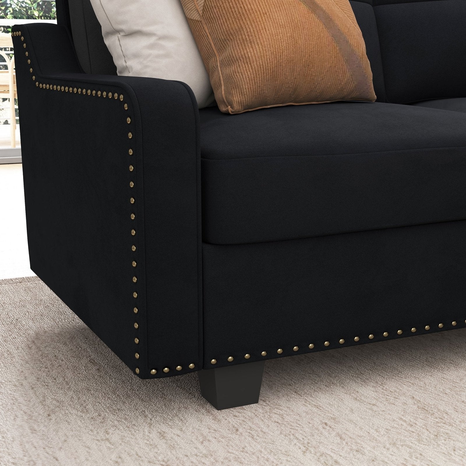 HONBAY 5 Piece Velvet Convertible Sectional