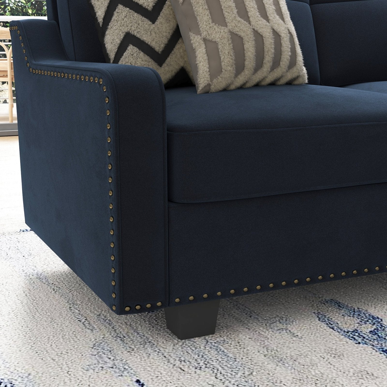 HONBAY 5 Piece Velvet Convertible Sectional