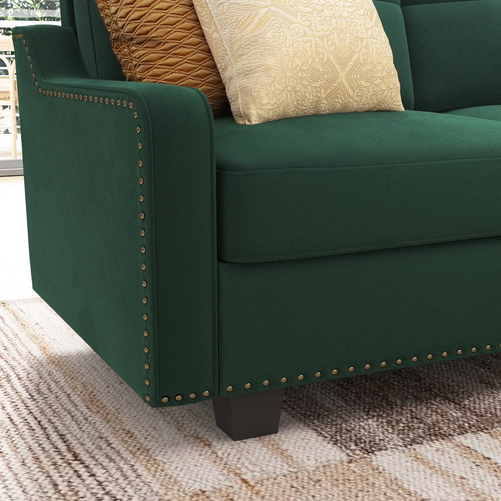 HONBAY 5 Piece Velvet Convertible Sectional