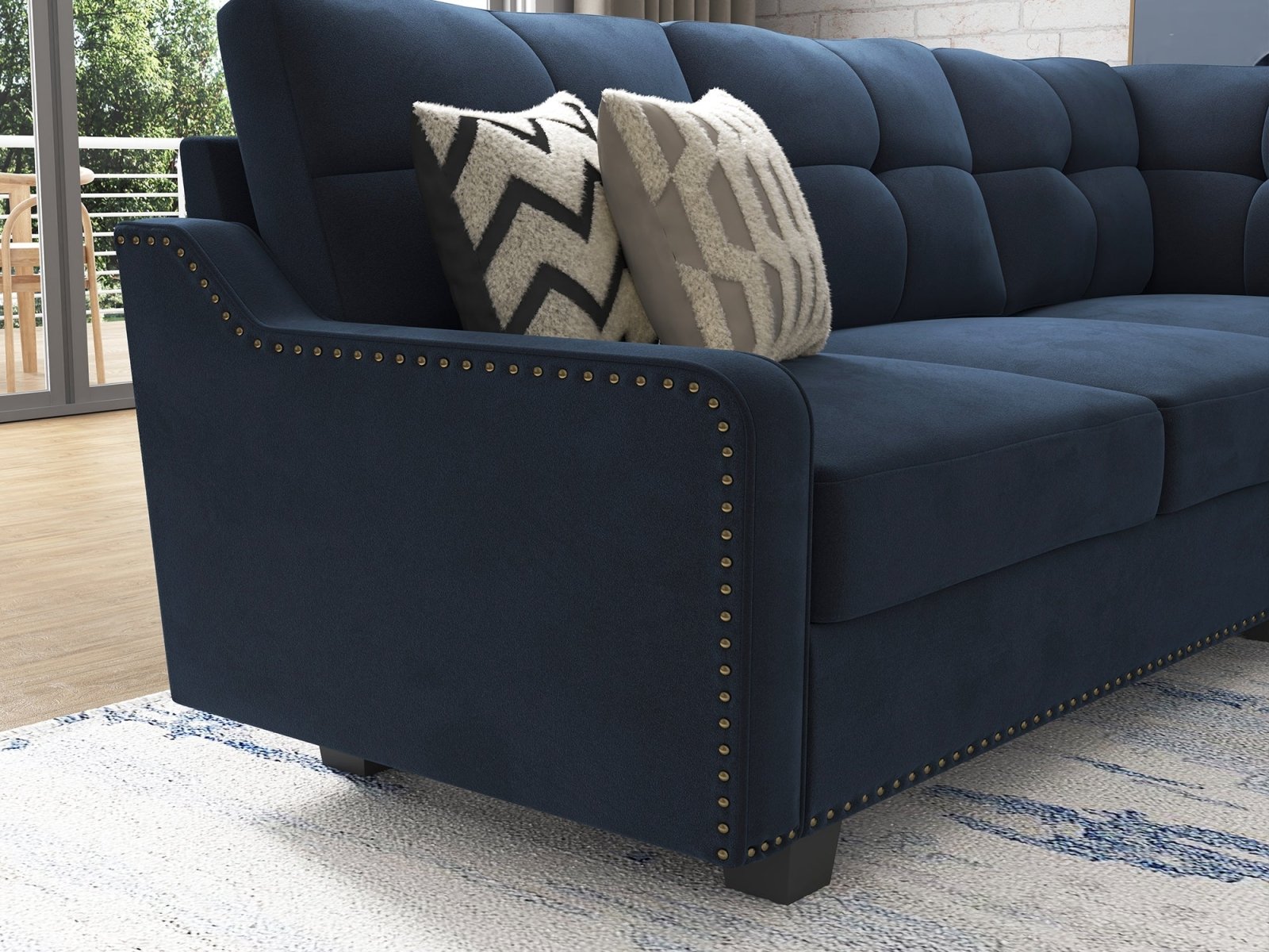 HONBAY 5 Piece Velvet Convertible Sectional