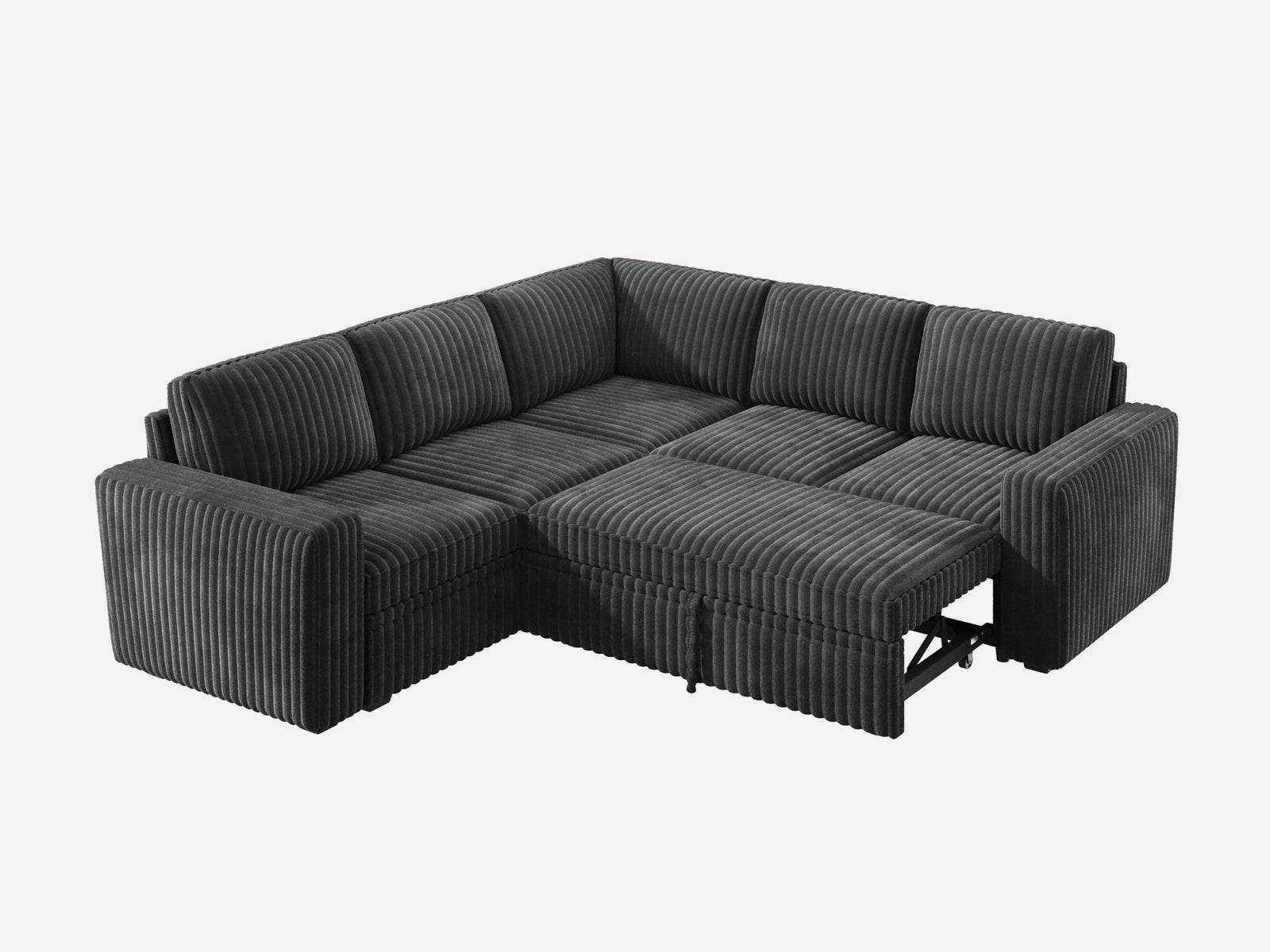 5-Piece Wide Plush Corduroy Modular Sleeper
 #Color_Gray