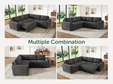 5-Piece Wide Plush Corduroy Modular Sleeper
 #Color_Gray