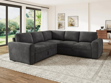 5-Piece Wide Plush Corduroy Modular Sleeper
 #Color_Gray