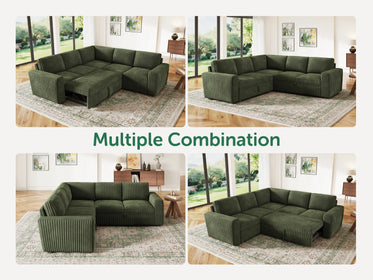 5-Piece Wide Plush Corduroy Modular Sleeper
 #Color_Green