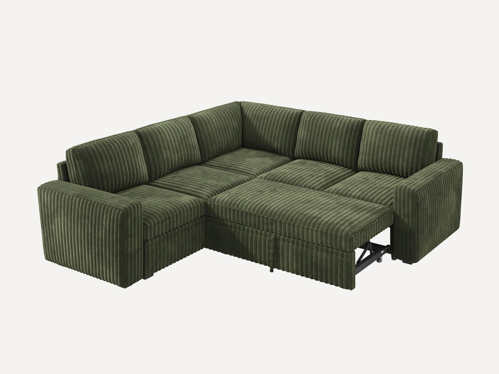 5-Piece Wide Plush Corduroy Modular Sleeper
 #Color_Green