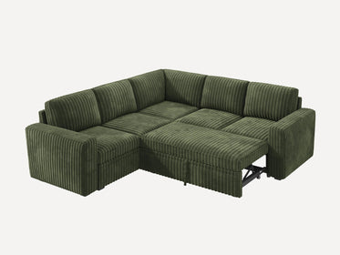 5-Piece Wide Plush Corduroy Modular Sleeper
 #Color_Green