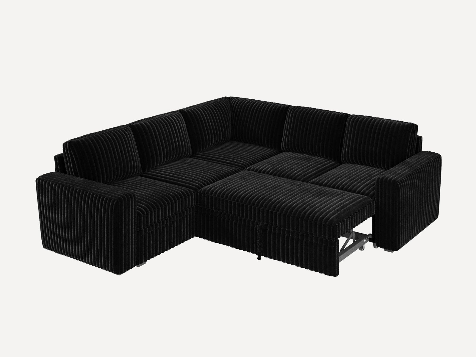5-Piece Wide Plush Corduroy Modular Sleeper
 #Color_Black