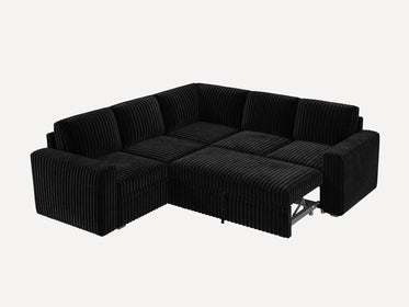 5-Piece Wide Plush Corduroy Modular Sleeper
 #Color_Black